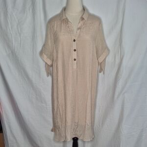 NWOT Indigo Rose Women's Beige Button-Up Lined Dress Sz 2X